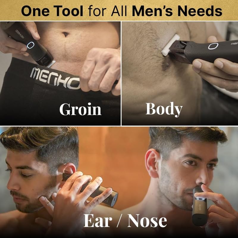 Trimmer Ultra 3-in-1 Beard Body Groin Nose Ear Trimmer for Men IPX7 Waterproof Ceramic Blade 7000 RPM USB-C Fast Charging 180 Min Runtime Manscaping Kit
