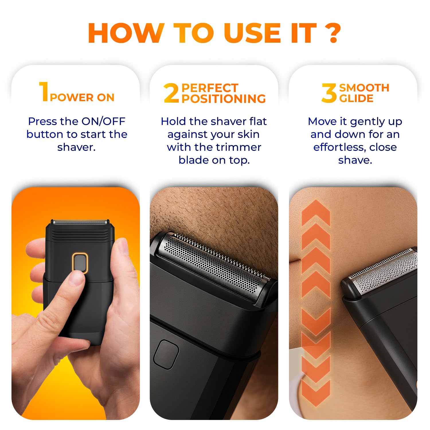 Dual-Action Mini Electric Razor for Men | Travel-Friendly, Skin-Safe, Waterproof (IPX7), 60-Min Runtime, 7000 RPM Motor